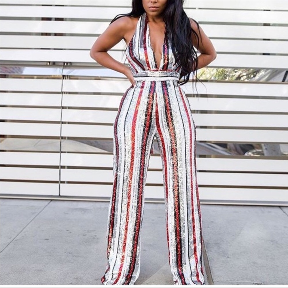 Sequin halter jumpsuit